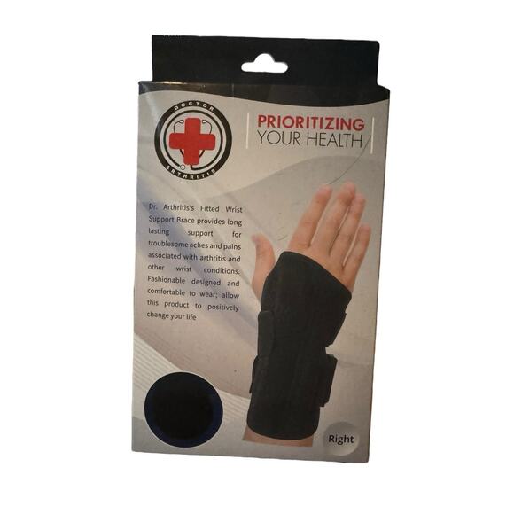 Dr. Arthritis Wrist Support Brace Right Hand Black Neoprene with Handbook Boxed - Picture 1 of 3